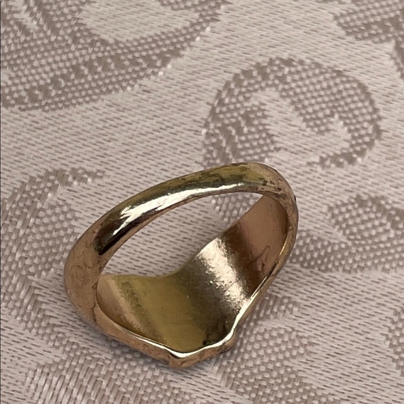 Gold Tone Butterfly Statement Ring with Blue and Cream Enamel - Picture 2 of 4